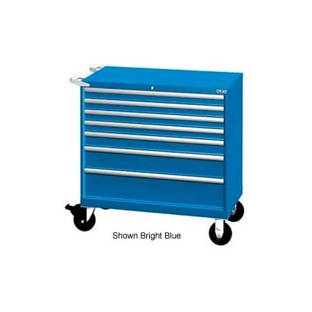 Lista International Lista 40-1/4"W Mobile Cabinet, 7 Drawers, 94 Compart - Bright Blue, Keyed Alike XSHS0750-0701MBBKA